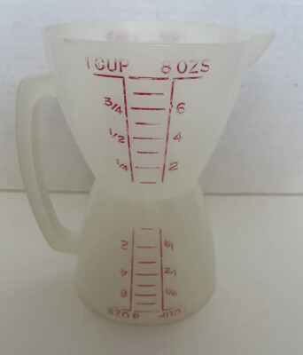 Tupperware Hourglass Wet/Dry Double Measuring Cup 8 oz 2 Sided Spout