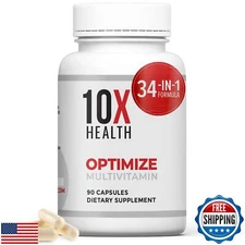 10X Health Optimize Methylated Multivitamin for Men and Women - 34 in 1 Formu
