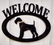 Airedale Terrier Handcrafted Metal Welcome Sign black silhouette Made in the USA