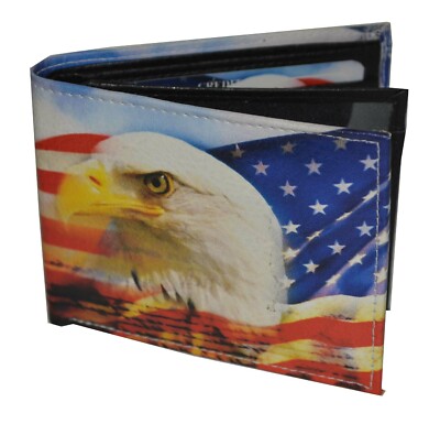 Leatherboss Herren Geldbörse Exotischer Etui US American Flag Eagle Mit Gift Box