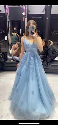 bridesmaid dresses blue and white Zapaka Women Bridesmaid Dress Blue Floral Print Spaghetti Straps Wedding Party Dress, Blue / US16 main image 0
