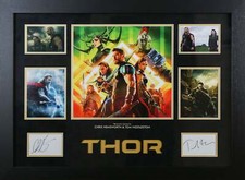 Tom Hiddlestone and Chris Hemsworth Signed Thor White card Framed Display