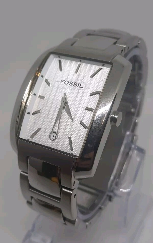 F.S world様 RARE & RUNNING! Fossil CHECKERED CREAM Mens Watch Steel Band