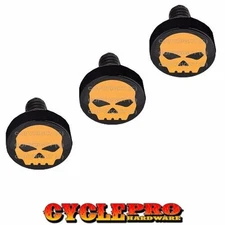 Black Billet Fairing Windshield Hardware Kit 96-13 Harley Touring Orange Skull G