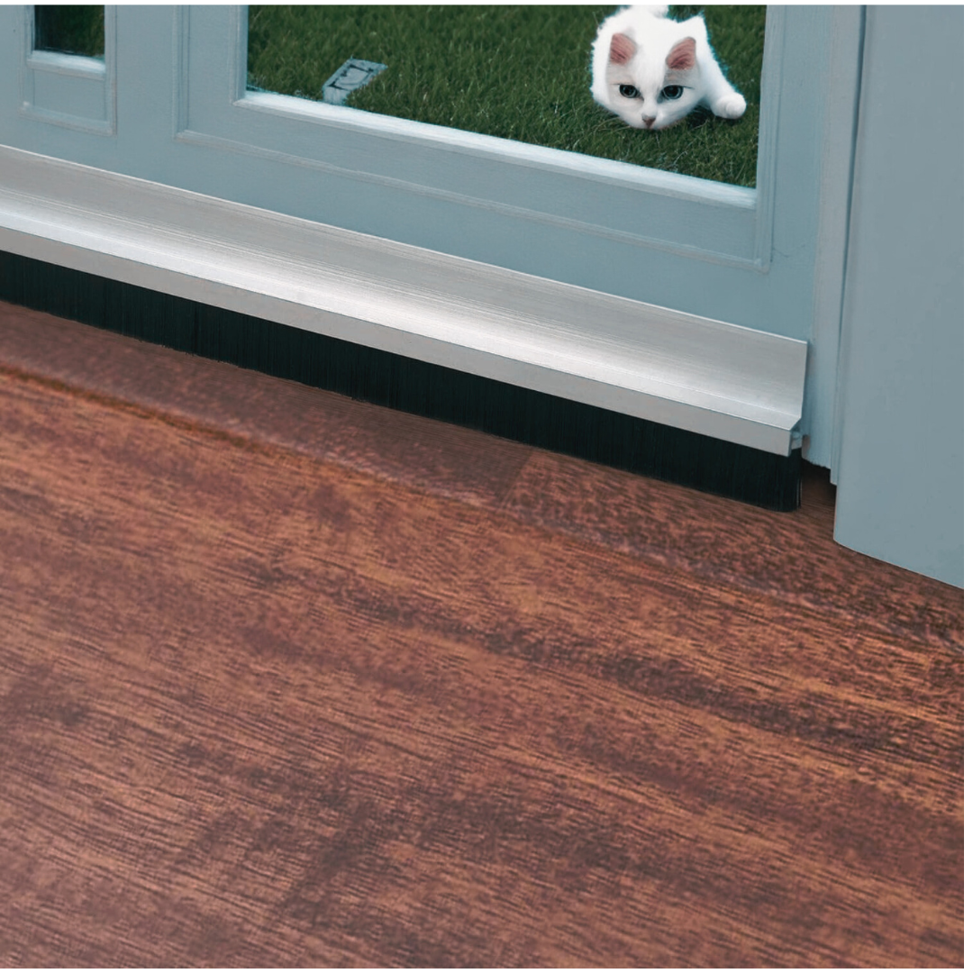 Door Aluminum Brush Draught Excluder Strip Doors Bottom Sweep WHITE