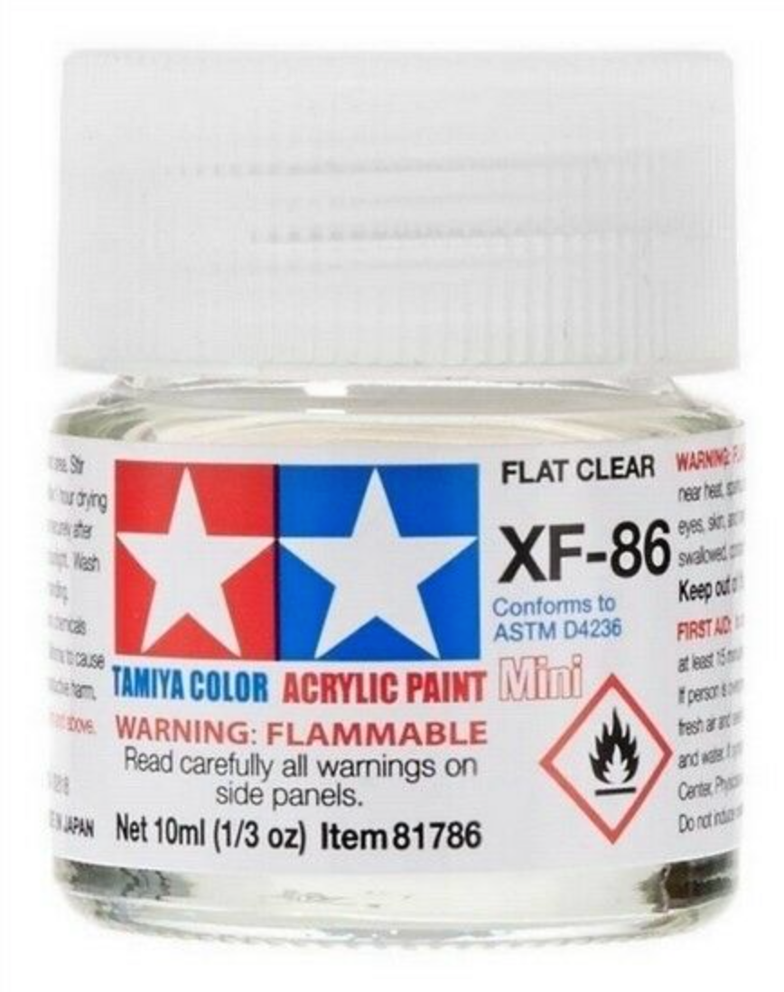 Tamiya  XF 86 colore acrilico  Flat Clear -  Trasparente opaco 10 ml  81786