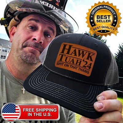 Hawk Tuah 24 Leather Patch Trucker Hat Spit On That Thang Girl Cap