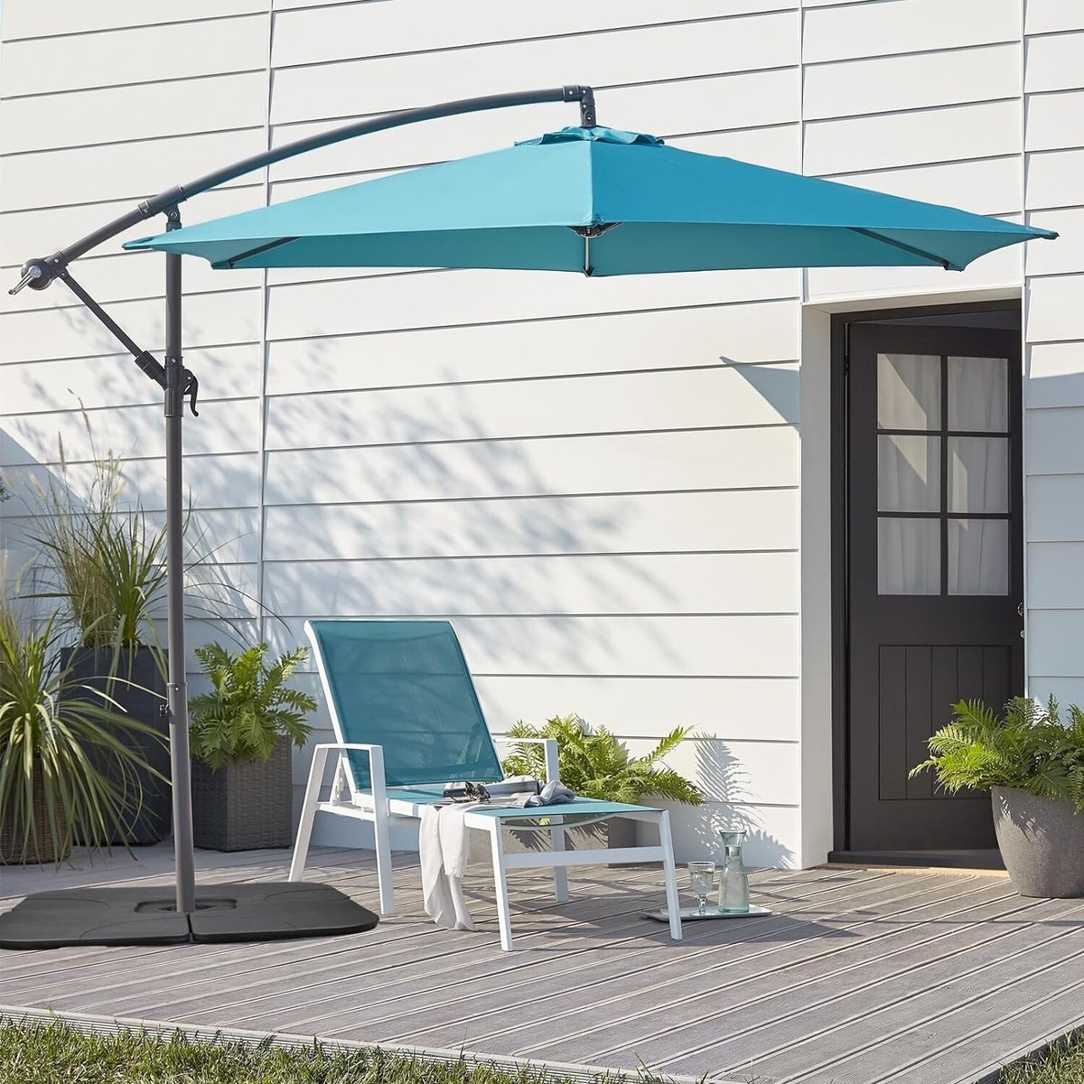 cabana stripe patio umbrella 2 pack) Mainstays 9 ft Black and White Cabana Stripe Round Market Patio  Umbrella, Easy Crank