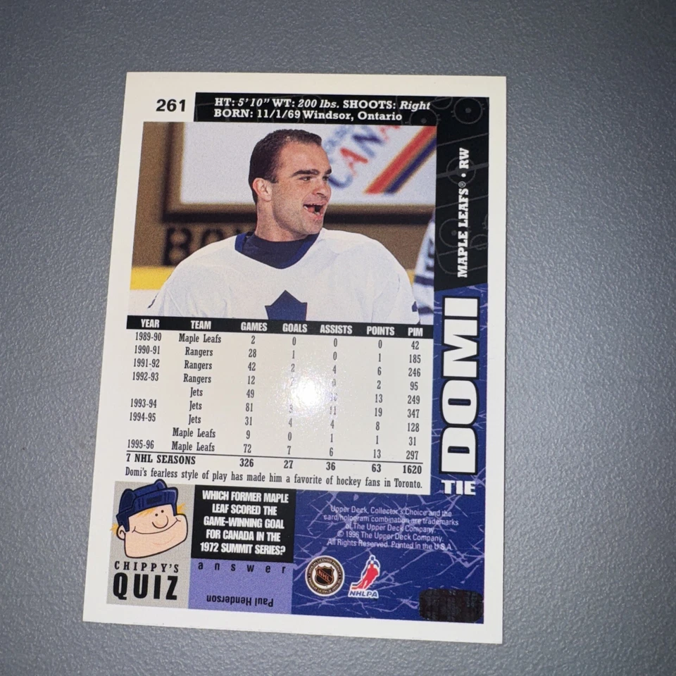 1996-97 Upper Deck Collector's Choice - #261 Tie Domi - Image 2 of 2