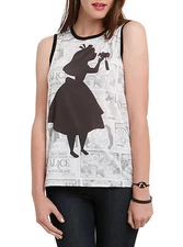 ALICE IN WONDERLAND COMIC STRIP SILHOUETTE TONAL MUSCLE TANK TOP Drink Me 