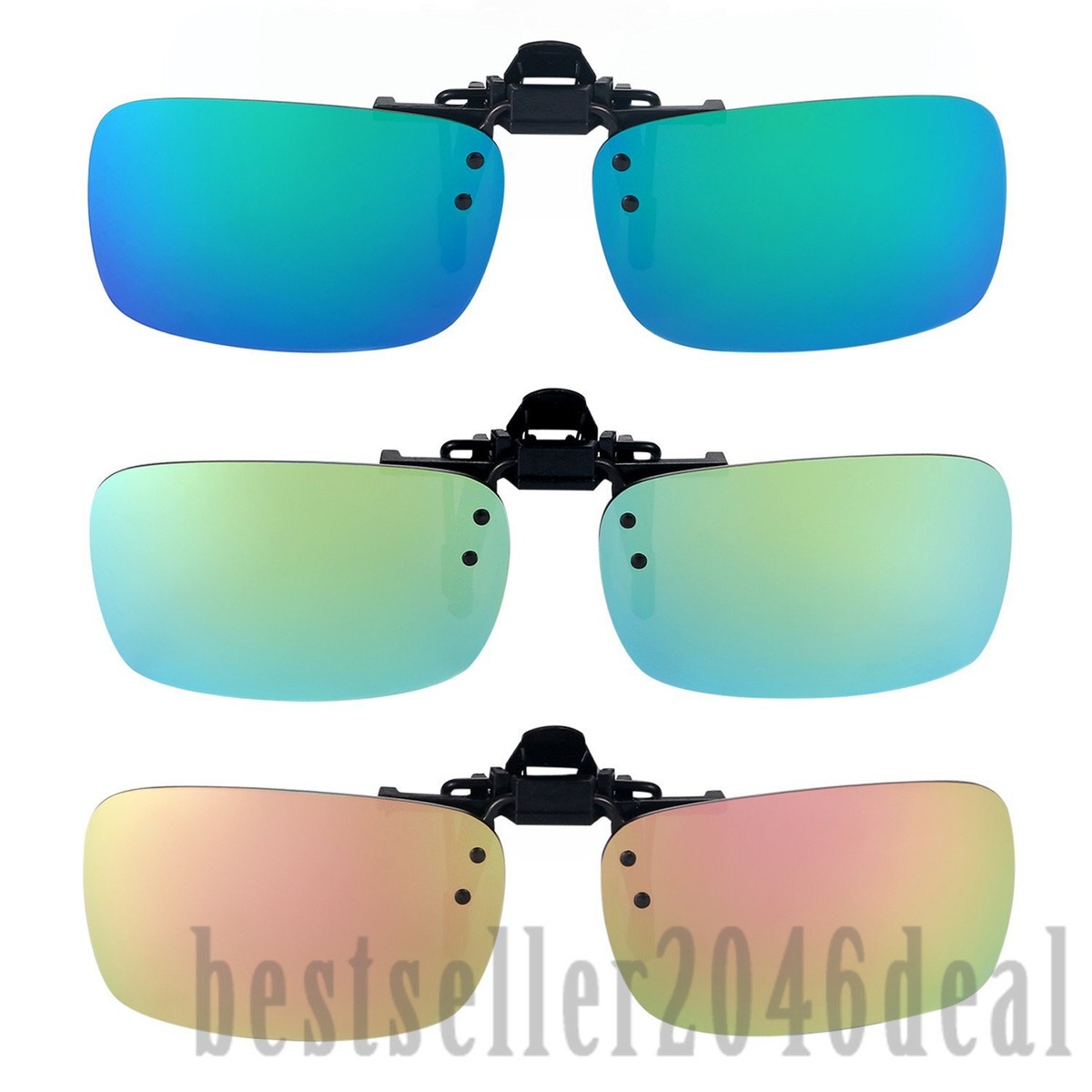 YAMEIZE Occhiali Da Sole Rettangolari Polarizzati Clip - Per Donna Uomo Trendy Flip-up Protezione UV 400 Clip Su Occhiali Anti-Glare Pesca Guida All'Aperto - Foto 9