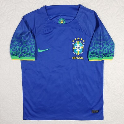 #ad Nike Brazil Soccer Jersey Mens S Brasil Dri Fit 2022 23 Match Away #24 Blue Kit $69.93