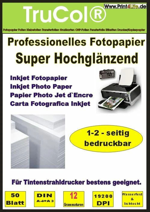100 Blatt DIN A4 120g/m² Fotopapier Selbstklebend Hochglanz - Foto 9