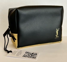 Yves Saint Laurent Beaute YSL black gold Makeup cosmetic Bag Pouch case clutch