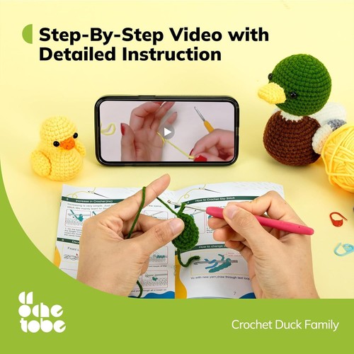 Crochetobe Duck Family Kit Uncinetto per Principianti, Uncinetto Animale Kit include - Foto 3 di 7