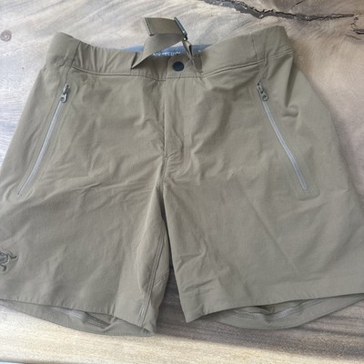 Arc'teryx Gamma Shorts Womens Size 2 Belted w/ 6'' Inseam Tan Brown Hiking