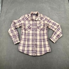 Wrangler Retro Western Shirt Womens Medium Multicolor Plaid Cotton Pearl Snap