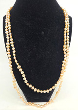 Dramatic Extra Long Hand Knotted Creamy Freshwater Pearl Necklace 50"