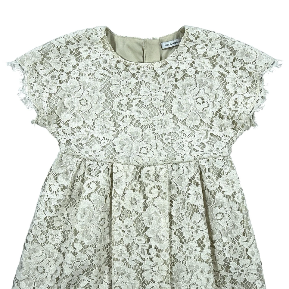 Vestido Dolce & Gabbana Niños Niñas Talla 4 Crudo Crema Encaje Vacaciones Ocasión Especial Foto 2 de 4
