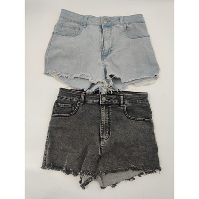 Tezenis Womens High Waisted Denim Shorts Bundle Light Blue Grey Acid Wash Size M
