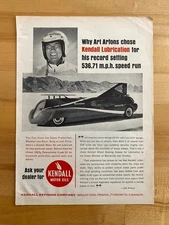 1965 Print Ad Kendall Motor Oil Art Arfons Speed Record 536.71 MPH