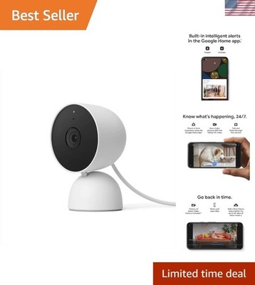indoor Nest Security Cam 1080p Wired - 2nd Generation - Snow