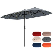 13 FT Solar LED Patio Umbrella, Double-Sided Outdoor Table Market Umbrella