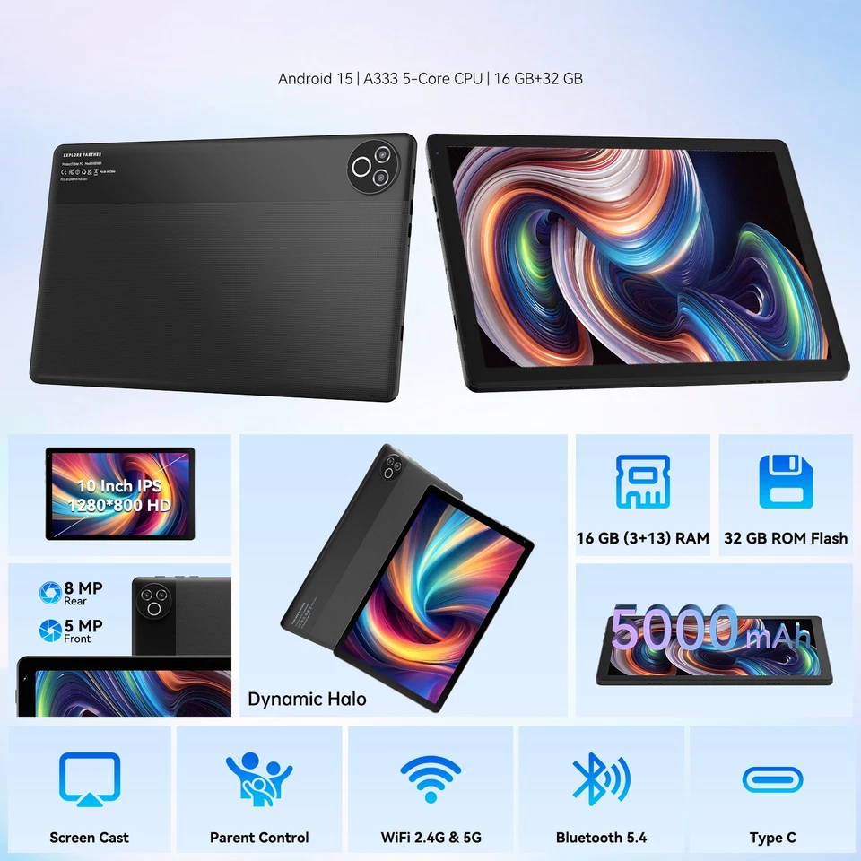 Android 15 5-Core 10inch Tablet,16GB Ram+32GB ROM +1TB Expand,IPS Display WIFI - Image 3 of 4