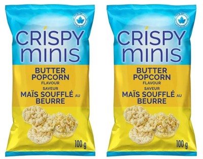 Quaker Crispy Minis Butter Popcorn Flavor Brown Rice Chips, 100g (2 Pack)