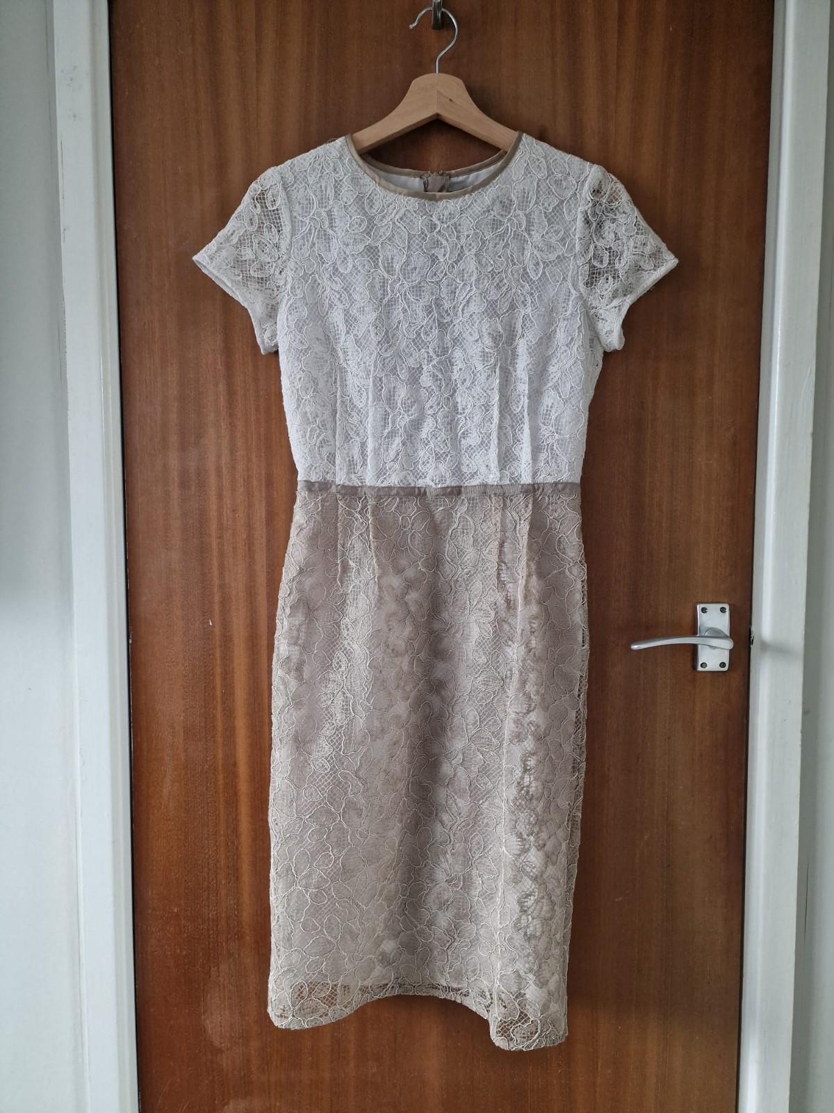 Next Dress Size 10 Lace Party Evening Occasion Beige Taupe