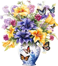 Original Flower Wooden Jigsaw Puzzles - 233 pcs Unique Shaped Vase Art Puzzle, 1