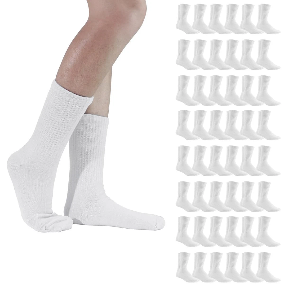 48 Pair of Womens Lightweight Cotton Crew Socks Bulk(48 Pairs Womens White)