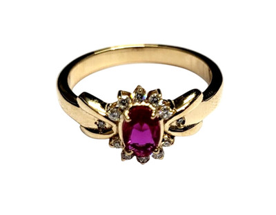 De Super Diamond India LLP Ring Größe 7 14K Gelbgold Mit Ovalem Rubin