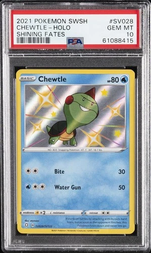 2021 POKEMON SWORD & SHIELD SHINING FATES #SV028 CHEWTLE-HOLO PSA 10