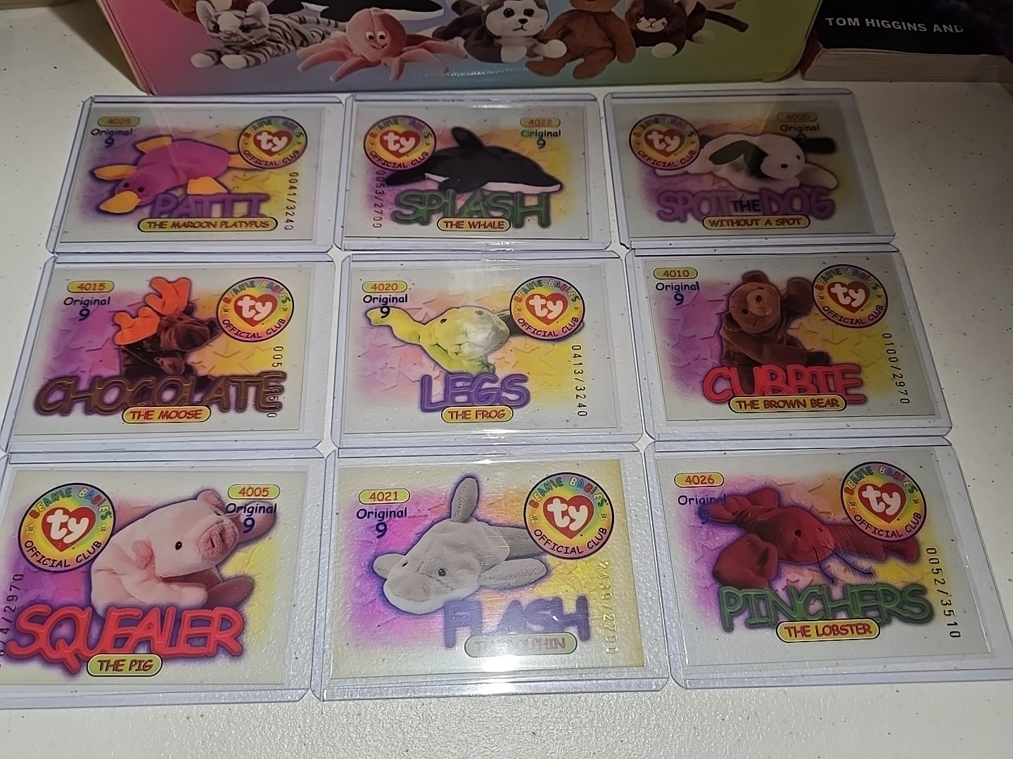 TY Beanie Babies Original 9 Series 1 Complete Set of 9 BLUE Cards - BBOC