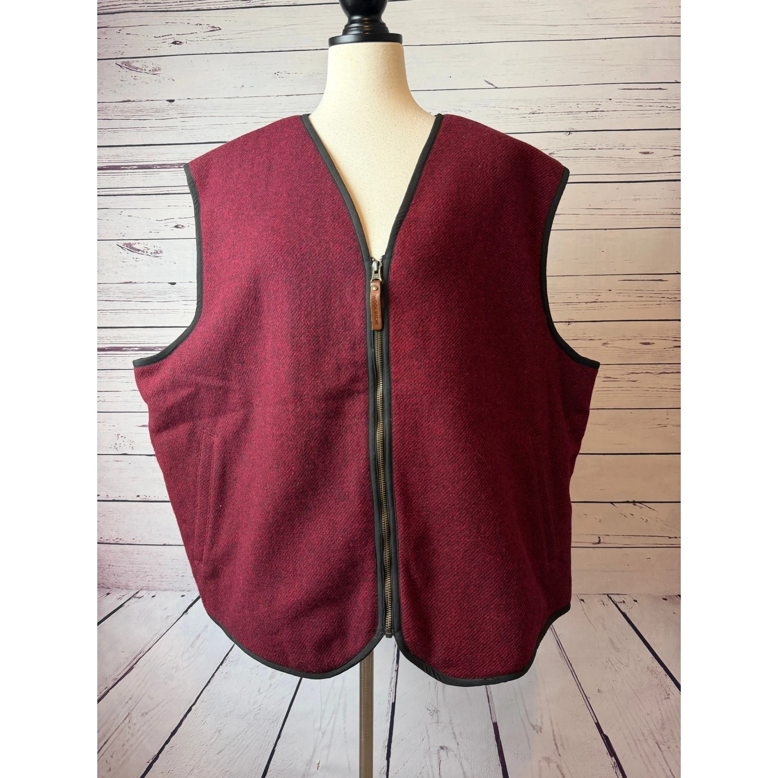 Woolrich Vest Mens 2XL Red Wool Sherpa Lined Full Zip 412 XXL Vintage Hunting