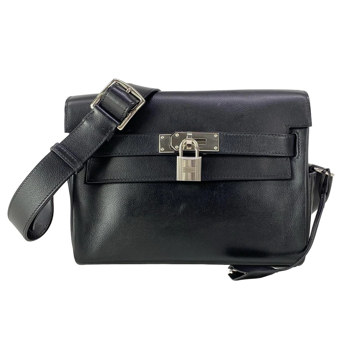 Hermès HERMES Kelly Messenger PM Shoulder Bag Black EverGrain | eBay