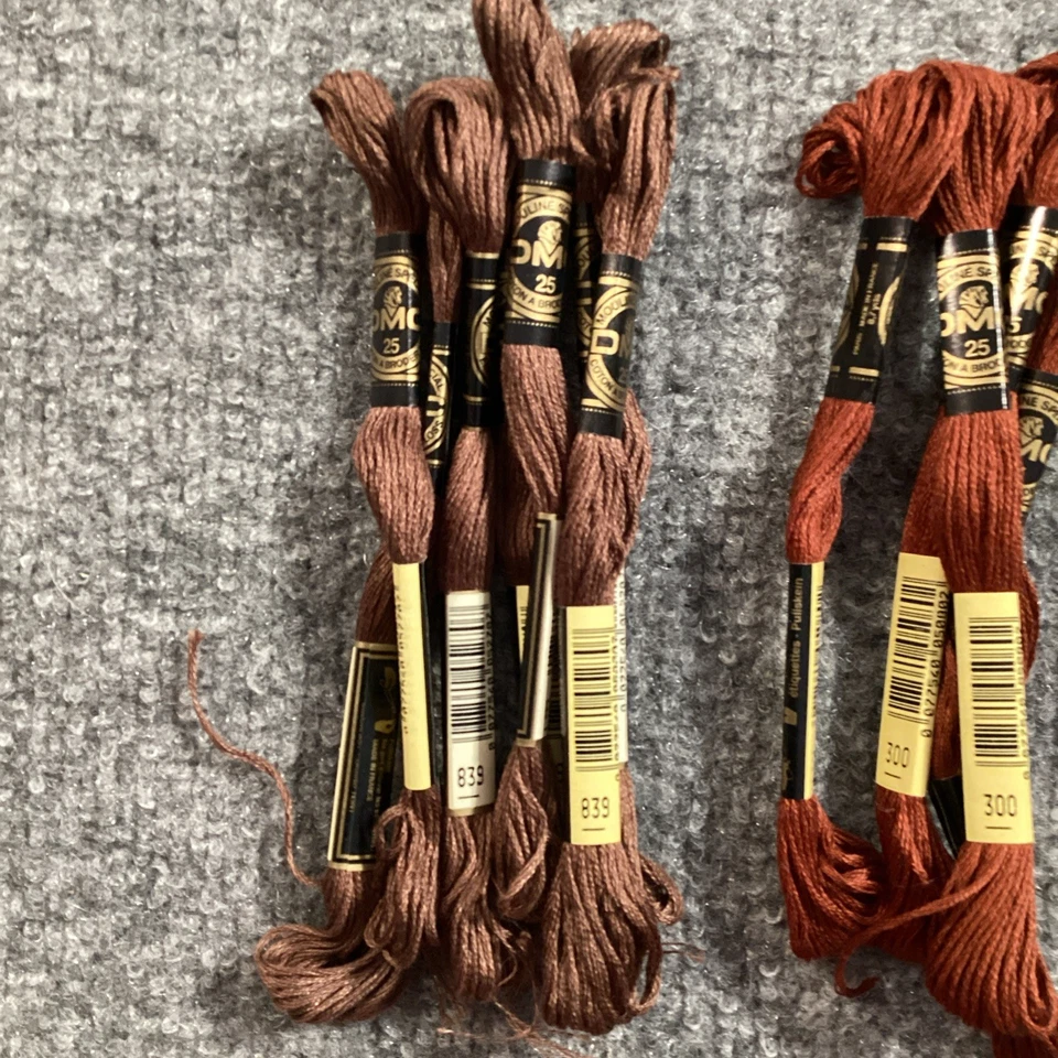 DMC Embroidery Floss Lot of 35 Mixed Browns Skeins 698 434 300 938 839 400 781 + - Image 2 of 4