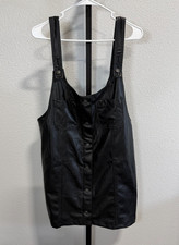 NWT American Eagle Womens Vegan Leather Black Pinafore Mini Dress Sz L