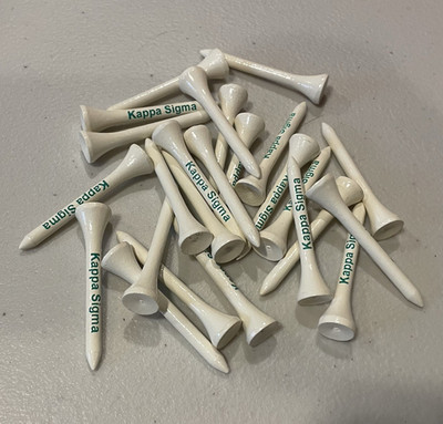 Kappa Sigma Wooden Golf Tees 2 3/4 in White with Green Print (25 pcs)