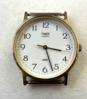 VINTAGE TIMEX CLASSIC QUARTZ WATCH / ROUND GOLD-TONE CASE & CLEAN WHITE FACE!