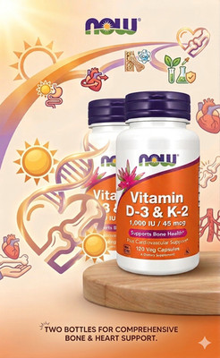 NOW Supplements, Vitamin D-3 & K-2, 1,000 IU/45 Mcg,Plus Cardiovascular Support*