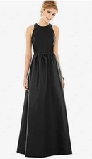 Alfred Sung Bridesmaid Formal Prom Dance Taffeta Black Dress Holiday Party-2