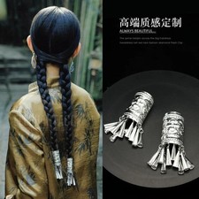 Chinese Style Tassel Hair Tie Wrap Hanfu Hair Accessory Women Hair Cuff 2pc