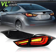 Vland LED Smoked Tail Light Assembly For Hyundai Elantra 2011-2015 Sequential x2