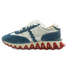 CHRISTIAN LOUBOUTIN LOUBISHARK Sneakers Suede Metallic Leather Thick Sole Low C