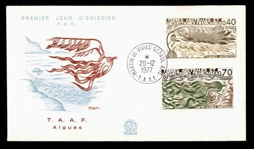 DR WHO 1977 FRENCH ANTARCTIC FSAT FDC ALGEA CACHET COMBO w29429