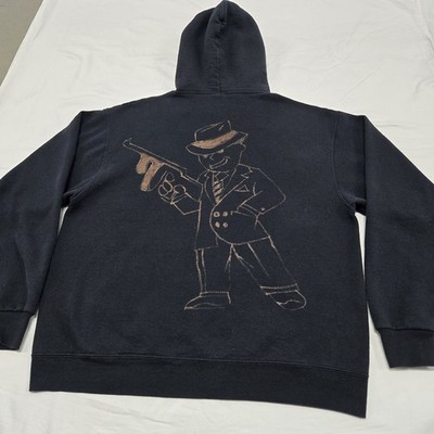EUC Size LARGE Fallout Vault Boy Hoodie Made Man Gangster Graphic Pullover Black