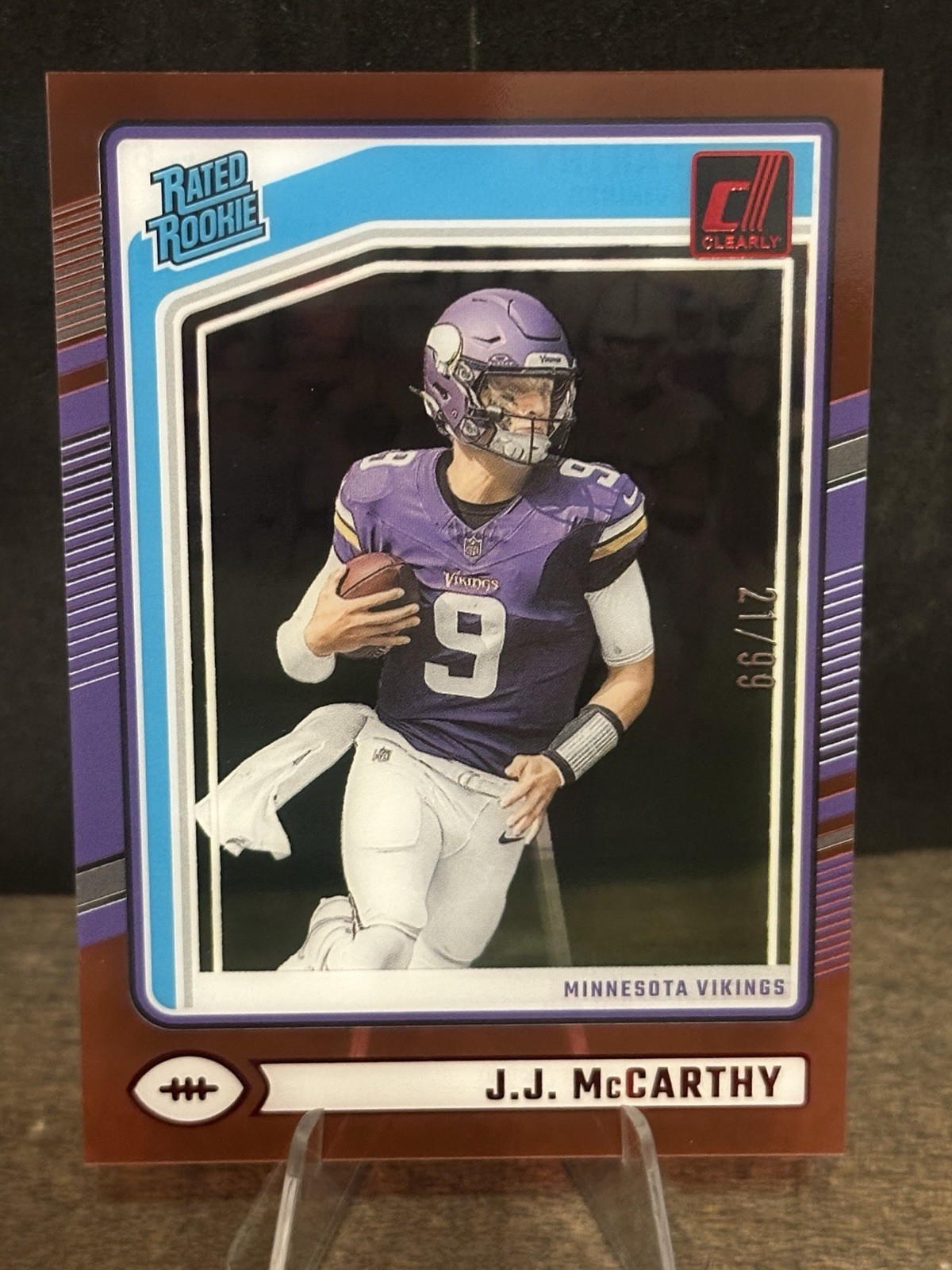 2024 Panini Clearly Donruss * Red /99 * JJ McCarthy RC Rookie 21/99 #61