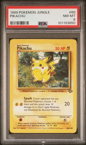 Pikachu (Unlimited) graded PSA 8 for sale on eBay